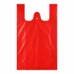 HDPE košilkové tašky v bloku, bez potisku, nosnost 10 kg, červené - slabé