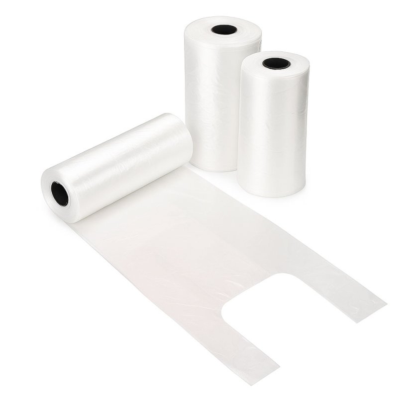 Tašky - košilkové rolované bez tisku (HDPE) - Materiál: Mikroten (HDPE), Nosnost: 3 kg, Barva: Čirá, Velikost balení: 5000 ks