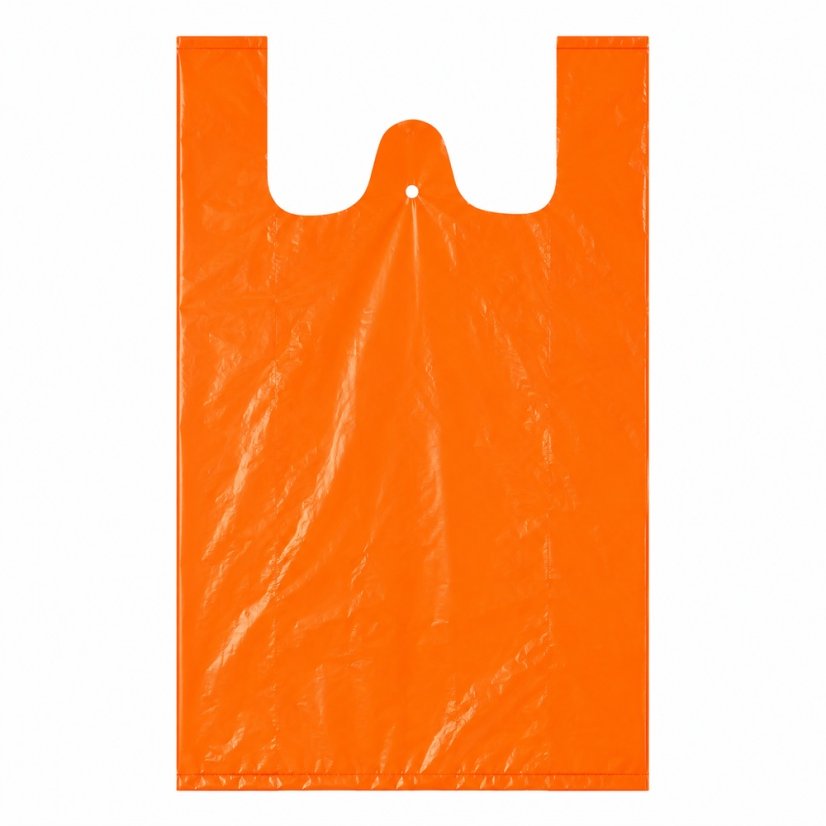 HDPE košilkové tašky v bloku, bez potisku, nosnost 10 kg, oranžové - silné