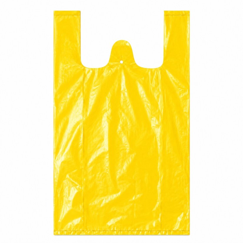 HDPE košilkové tašky v bloku, bez potisku, nosnost 10 kg, žluté - slabé