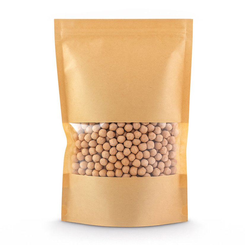 Sáčky - stojací dvouvrstvé papírové s menším okénkem (PAP40/PET12/CPP60) - Šíře: 180 mm, Délka: 290 mm, Objem: 1000 ml, Záložka: 90 mm, Velikost balení: -
