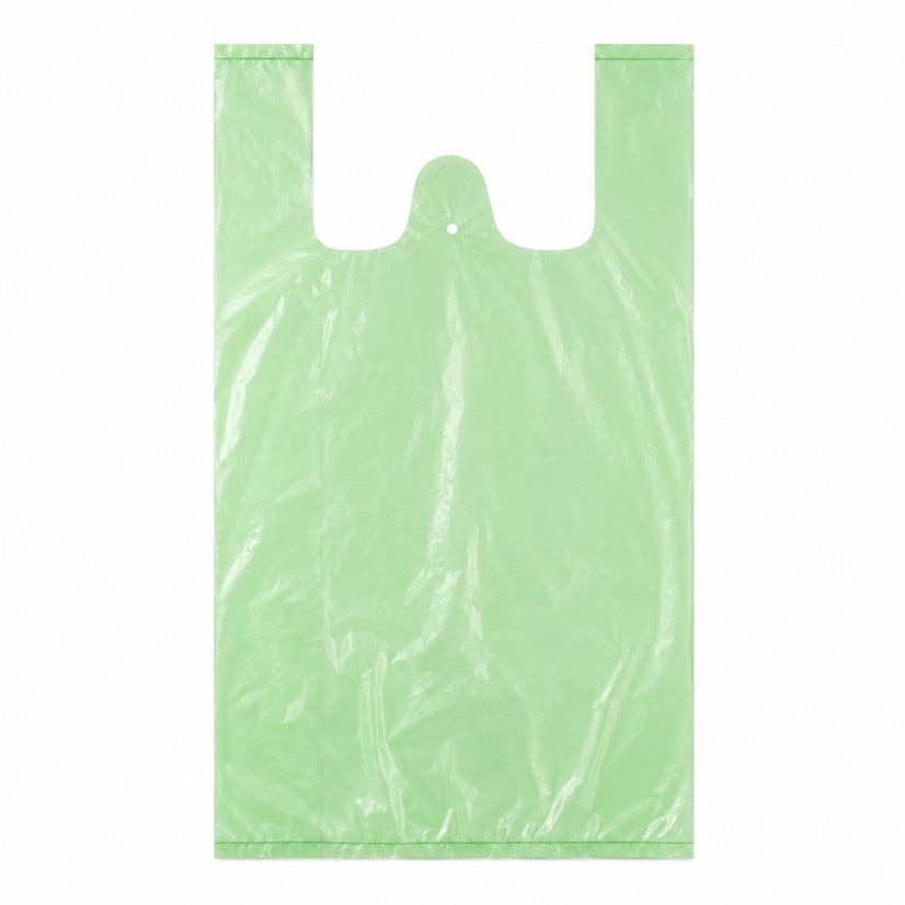 HDPE košilkové tašky v bloku, bez potisku, nosnost 10 kg, zelené - silné HDPE košilkové tašky v bloku, bez potisku, nosnost 10 kg, zelené - silné